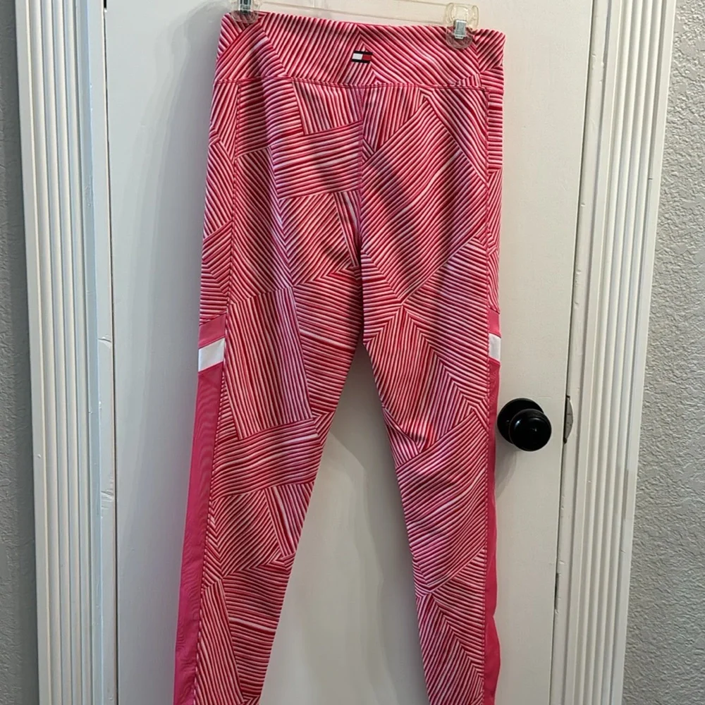 Tommy Hilfiger Sport High Rise Leggings Size Large Pink Running - Picture 5 of 6